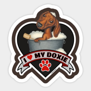 Funny Cute I Love My Doxie Dachshund Dog Heart Design Sticker